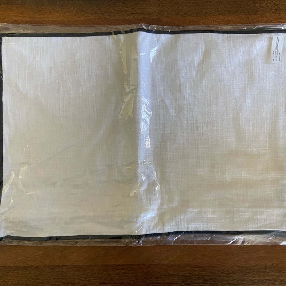 Two New Crate & Barrel Cotton White with Black Trim Pillow Shams - Picture 2 of 6